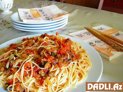 Tərəvəzli spagetti resepti