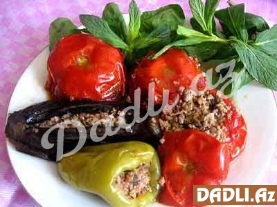 Badımcan bibər və pomidor dolması resepti