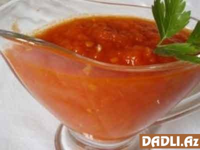 Közlənmiş badımcan, pomidor, bibər sosu resepti