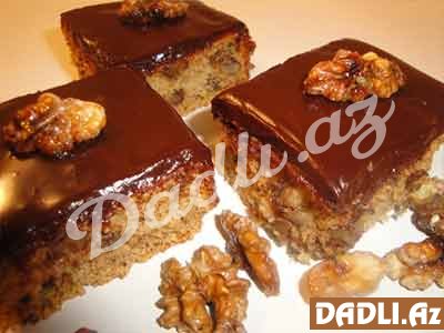 Qozlu-şokoladli karamelli pirojna resepti